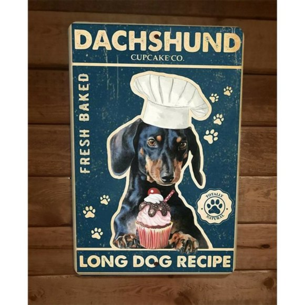 Dachshund Fresh Baked Cupcakes Long Dog Recipe 8x12 Metal Wall Sign